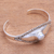 Cultured pearl cuff bracelet, 'Moonlight Shield' - Cultured Pearl Cuff Bracelet Crafted in Bali (image 2b) thumbail