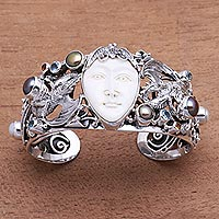 Multi-gemstone cuff bracelet, 'Dragon Empire'