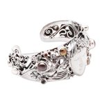 Multi-gemstone cuff bracelet, 'Dragon Empire' - Dragon-Themed Multi-Gemstone Cuff Bracelet from Bali