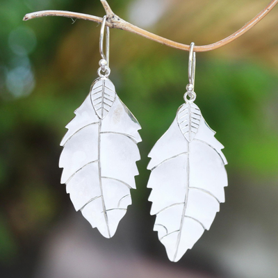 Sterling silver dangle earrings, 'Shimmering Leaf' - Polished Sterling Silver Leaf Dangle Earrings
