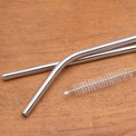 Stainless steel straws, 'Hydrate' (pair) - Stainless Steel Drinking Straws with Storage Pouch