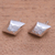 Sterling silver button earrings, 'Hammered Diamonds' - Diamond-Shaped Sterling Silver Button Earrings from Bali (image 2) thumbail