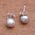 Sterling silver stud earrings, 'Hammered Domes' - Domed Sterling Silver Stud Earrings from Bali (image 2) thumbail