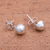 Sterling silver stud earrings, 'Hammered Domes' - Domed Sterling Silver Stud Earrings from Bali (image 2b) thumbail