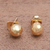 Gold plated sterling silver stud earrings, 'Hammered Domes' - Domed Gold Plated Sterling Silver Stud Earrings from Bali (image 2) thumbail