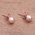 Rose gold plated sterling silver stud earrings, 'Hammered Domes' - Domed Rose Gold Plated Sterling Silver Stud Earrings (image 2b) thumbail