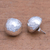 Sterling silver button earrings, 'Hammered Domes' - Domed Sterling Silver Button Earrings from Bali (image 2b) thumbail