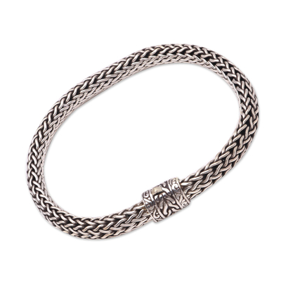 Sterling silver chain bracelet, 'Simply Classic' - Sterling Silver Foxtail Chain Bracelet from Bali