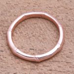 Rose gold plated sterling silver band ring, 'Bamboo Regeneration' - Bamboo Motif Silver Band Ring Bathed in 18k Rose Gold