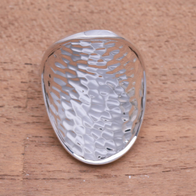 Sterling silver cocktail ring, 'Arching Symmetry' - Contemporary Balinese Cocktail Ring in Sterling Silver
