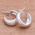 Sterling silver half-hoop earrings, 'Radiant Shine' - Balinese Sterling Silver Half-Hoop Earrings (image 2b) thumbail