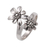 Sterling silver cocktail ring, 'Flower Duo' - Double Flower Sterling Silver Cocktail Ring from Bali (image 2d) thumbail