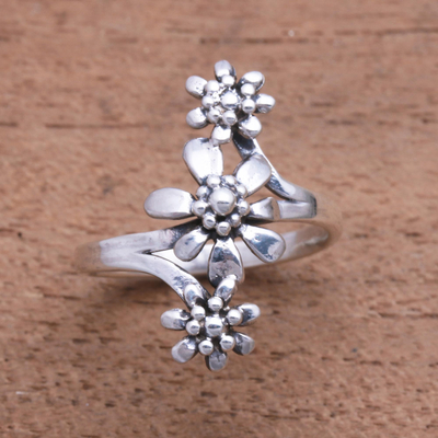 Sterling silver cocktail ring, Bouquet Trio