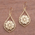 Gold plated sterling silver dangle earrings, 'Jagaraga Sun' - Sun Pattern Gold Plated Sterling Silver Dangle Earrings thumbail