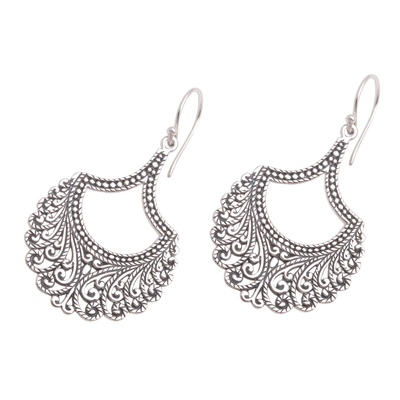 Sterling silver dangle earrings, 'Jagaraga Glimpse' - Curl Pattern Sterling Silver Dangle Earrings from Bali