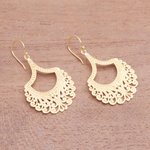 Gold plated sterling silver dangle earrings, 'Jagaraga Glimpse' - Curl Pattern Gold Plated Sterling Silver Dangle Earrings