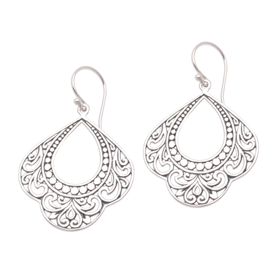 Sterling silver dangle earrings, 'Original Elegance' - Patterned Sterling Silver Dangle Earrings from Bali
