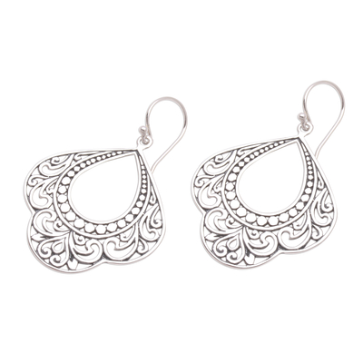Sterling silver dangle earrings, 'Original Elegance' - Patterned Sterling Silver Dangle Earrings from Bali