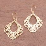 Gold plated sterling silver dangle earrings, 'Original Elegance' - Patterned Gold Plated Sterling Silver Dangle Earrings