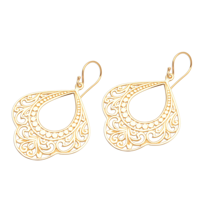 Gold plated sterling silver dangle earrings, 'Original Elegance' - Patterned Gold Plated Sterling Silver Dangle Earrings