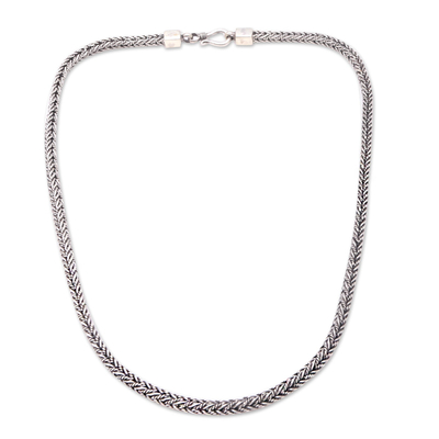 Collar de cadena de plata esterlina - Collar de cadena de cola de zorro de plata esterlina de Bali