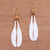 Gold accented bone dangle earrings, 'Feather Twins' - Wing-Themed Gold Accented Bone Dangle Earrings