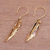 Gold plated dangle earrings, 'Luxurious Leaves' - Modern Gold Plated Brass Dangle Earrings from Indonesia