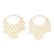 Gold plated hoop earrings, 'Golden Honeycomb' - Hexagon Pattern Gold Plated Brass Hoop Earrings