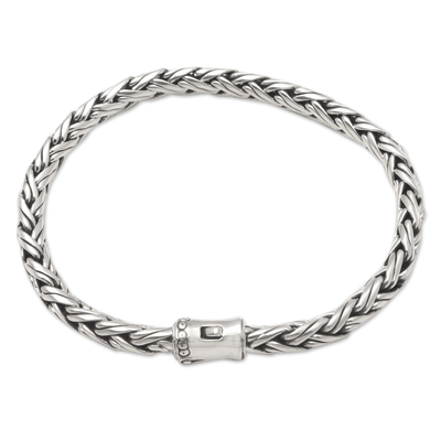 Sterling silver chain bracelet, 'Foxtail Trail' - Thick Foxtail Chain Sterling Silver Bracelet