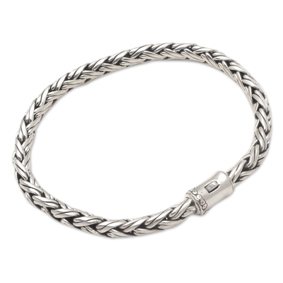 Sterling silver chain bracelet, 'Foxtail Trail' - Thick Foxtail Chain Sterling Silver Bracelet