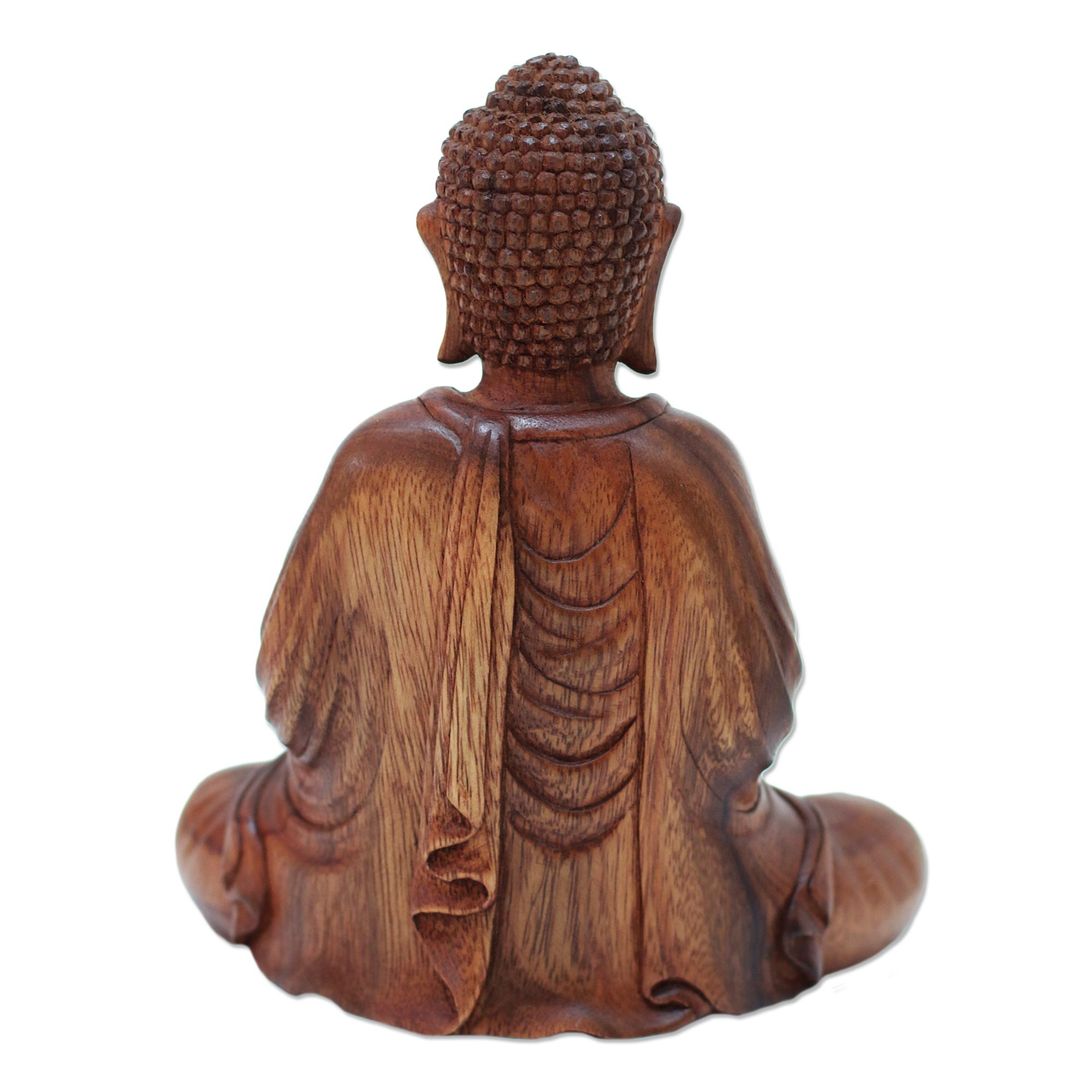 Meditative Suar Wood Buddha Sculpture from Indonesia - Enlightened ...