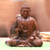 Wood sculpture, 'Leave Unrest Behind' - Hand-Carved Hibiscus Wood Buddha Sculpture from Indonesia thumbail