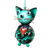 Steel hanging tealight holder, 'Whimsical Cat' - Steel Cat Hanging Tealight Holder from Bali