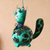 Hängender Teelichthalter aus Stahl, 'Whimsical Cat - Hängender Teelichthalter mit Stahlkatze aus Bali