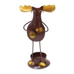 Steel tealight holder, 'Charming Moose' - Handcrafted Steel Moose Tealight Holder from Bali