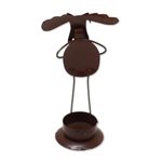 Steel tealight holder, 'Charming Moose' - Handcrafted Steel Moose Tealight Holder from Bali