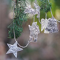 Aluminum ornament garlands, 'Christmas Festivity' (set of 3) - Christmas-Themed Aluminum Ornament Garlands (Set of 3)