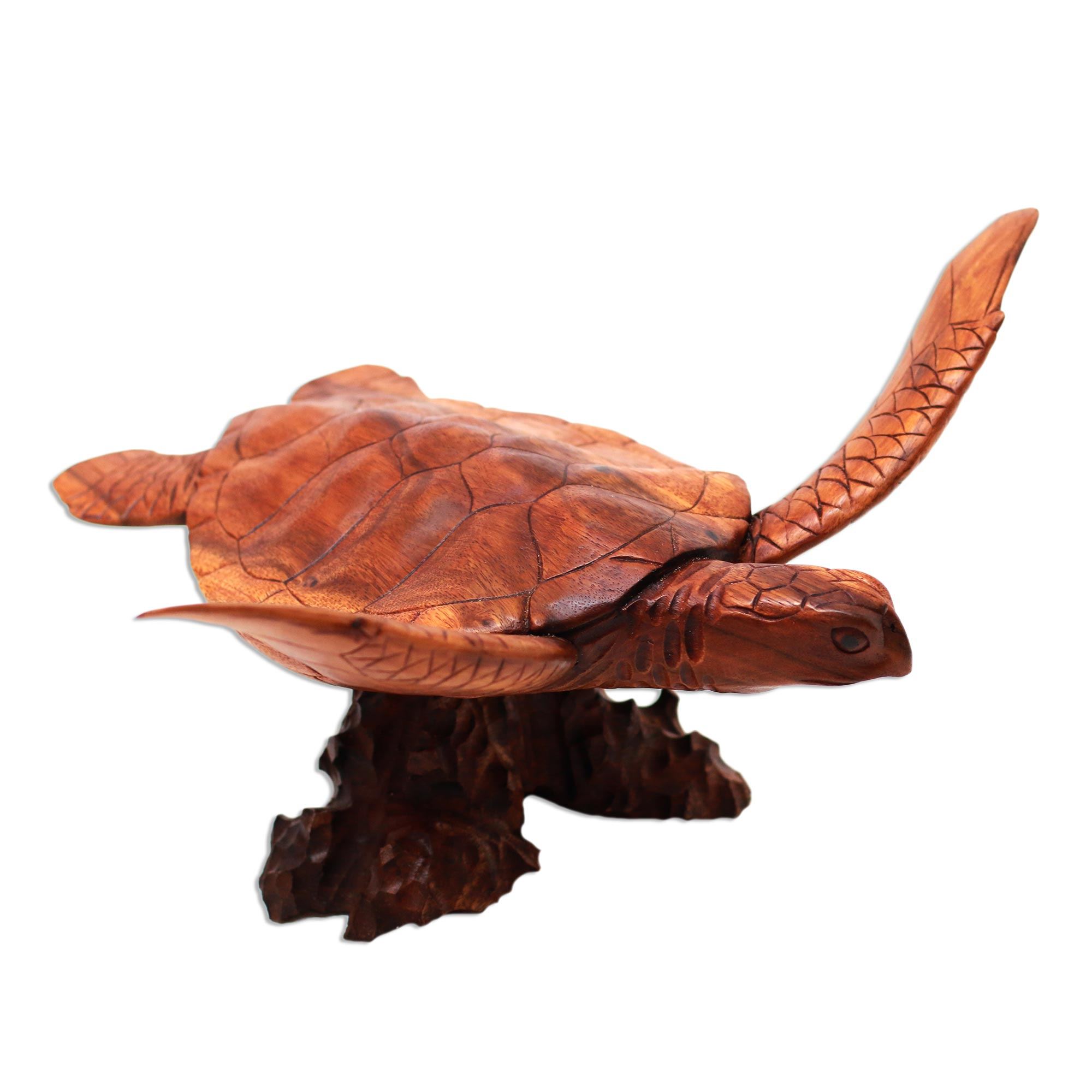 wooden sea turtle sculpture