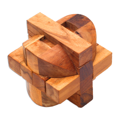 Rompecabezas de madera de teca - Rompecabezas artesanal de madera de teca elaborado en Java