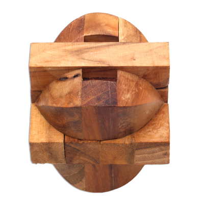 Teak wood puzzle, 'Mental Exercise' - Handcrafted Teak Wood Puzzle Crafted in Java