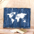 Wood wall plaque, 'The World in Blue' - Wood Wall Plaque Map in Blue from Bali thumbail