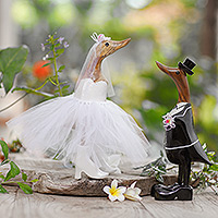 Featured review for Bamboo root and wood sculptures, Duck Wedding (pair)