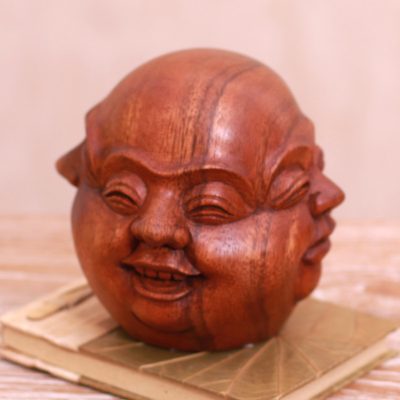 Escultura de madera - Escultura de madera de suar de cuatro caras hecha a mano en Bali