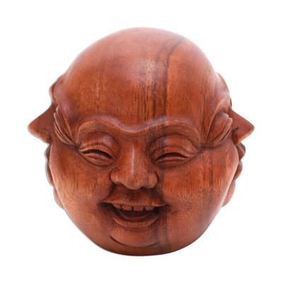 Wood sculpture, 'Expressive Catur Muka' - Four-Faced Suar Wood Sculpture Crafted in Bali