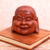 Escultura de madera - Escultura de Buda que ríe en madera de suar de bali