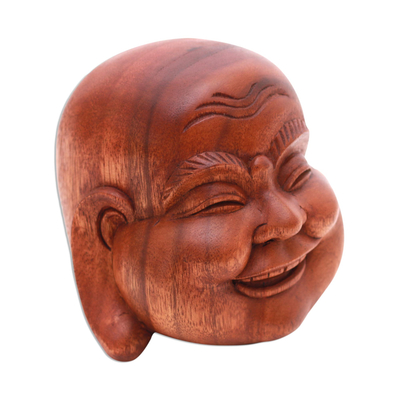 Suar Wood Laughing Buddha Sculpture from bali - Jolly Buddha | NOVICA