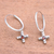 Garnet dangle earrings, 'Faithful Bubbles' - Bubble Pattern Garnet Cross Dangle Earrings from Java