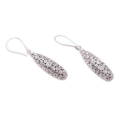 Sterling silver dangle earrings, 'Buddha's Clouds' - Curl Motif Sterling Silver Dangle Earrings from Bali