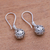 Sterling silver dangle earrings, 'Buddha's Dew' - Curl Pattern Drop-Shaped Sterling Silver Earrings from Bali (image 2c) thumbail