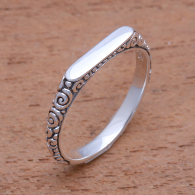 Bandring aus Sterlingsilber - Ring aus Sterlingsilber mit Wirbelmuster aus Bali